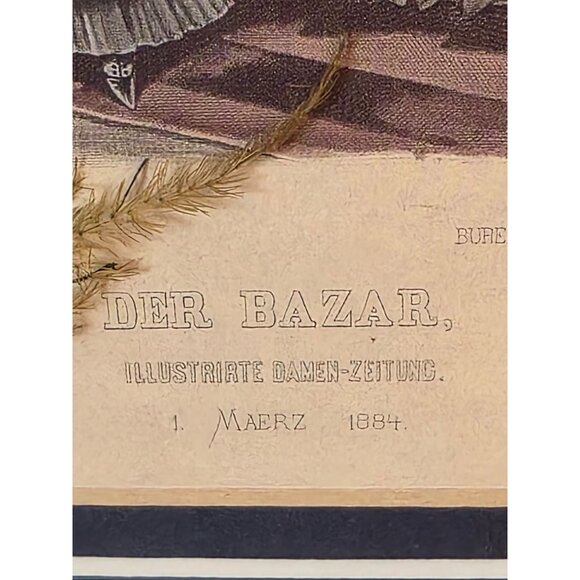 Reproduction 1884 Framed German Victorian Fashion Print "Der Bazar" Tassel & Pre - Picture 2 of 11